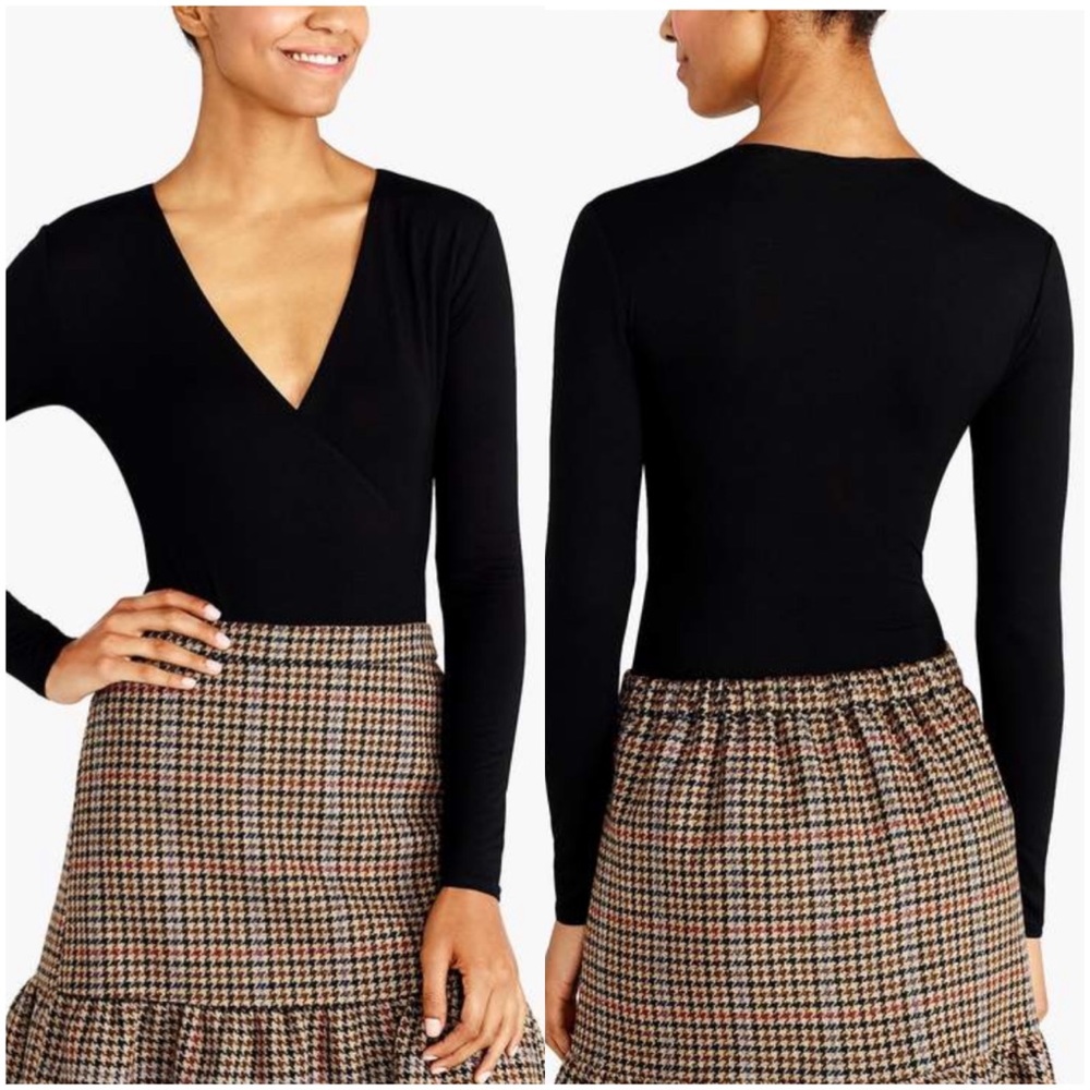 J.Crew Wrap-front bodysuit Black